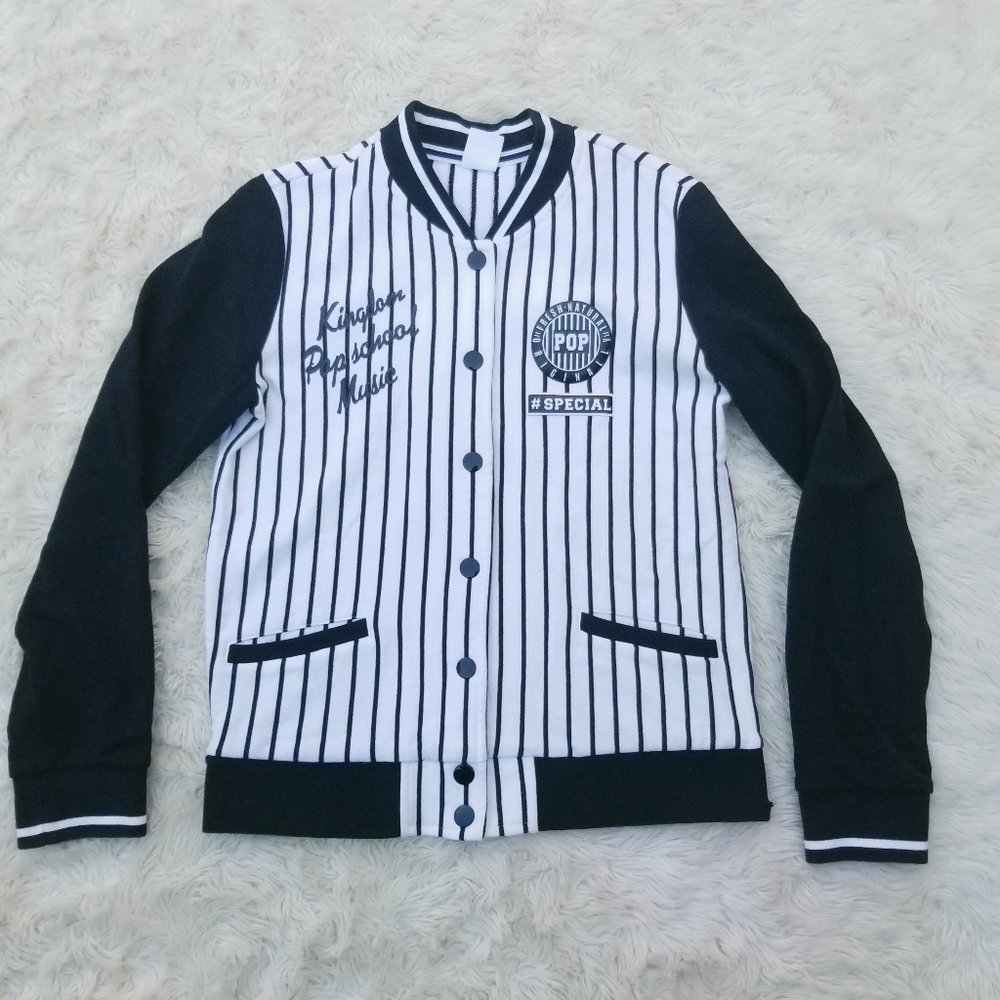 Semir striped bomber jacket black white L